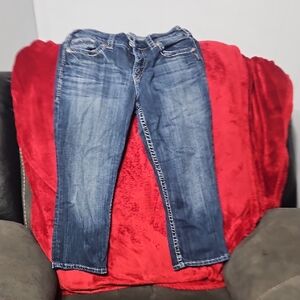 Blue Straight Leg Jeans with Natural Fading